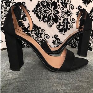 Black Strap Block Heels